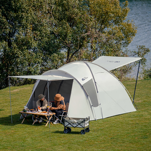 MOBI GARDEN 3~4人キャンプ用テント バックルームオックスフォード生地PUコーティング耐水圧3000mmシルバーコーティング加工UVカットUPF50+