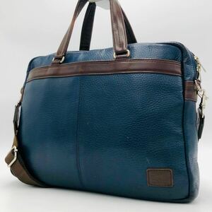 1 jpy ~[ beautiful goods ] PORTER Porter 2way men's business bag briefcase diagonal .. Yoshida bag Blend all leather original leather A4+PC storage possible navy blue 