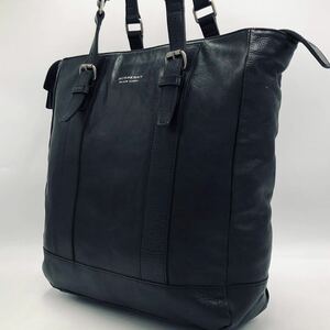 1 иен ~ превосходный товар Burberry black label Burberry мужской бизнес большая сумка портфель плечо ..noba проверка все кожа A4+PC возможно чёрный 