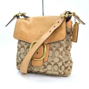 Y. rrp 1 jpy start COACH Coach shoulder bag 12392 canvas × leather beige group lady's 