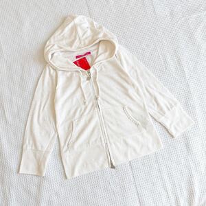  new goods pinky girls* Pinky Girls * cut and sewn tops white white cardigan Parker * sweat M size * shadow border 7 minute sleeve 
