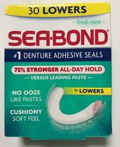 ★送料無料★SEA-BOND シーボンド 下歯用 入歯用シート 30枚入り　入歯安定剤 未開封