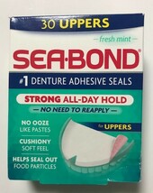 ★送料無料★SEA-BOND シーボンド 上歯用 入歯用シート 30枚入り　入歯安定剤 未開封_画像1