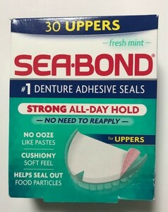 ★送料無料★SEA-BOND シーボンド 上歯用 入歯用シート 30枚入り　入歯安定剤 未開封