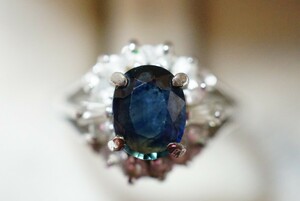 2053 サファイア リング 指輪 ヴィンテージ アクセサリー SILVER 925刻印 アンティーク 天然石 色石 宝石 カラーストーン 装飾品