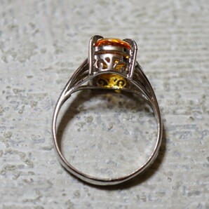 1908 オレンジサファイア リング 指輪 ヴィンテージ アクセサリー SILVER刻印 アンティーク 色石 宝石 カラーストーン 装飾品の画像2
