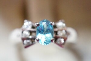 340 ブルートパーズ リング 指輪 ヴィンテージ アクセサリー SILVER 925刻印 アンティーク 色石 宝石 カラーストーン 装飾品