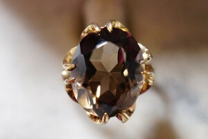 337 天然スモーキークォーツ リング 指輪 ヴィンテージ アクセサリー SILVER刻印 アンティーク 天然石 色石 宝石 カラーストーン 装飾品