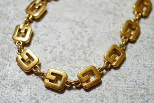 279 GIVENCHY/ji van si. плоский колье Vintage бренд аксессуары античный Gold цвет шея украшение декортивный элемент подвеска 