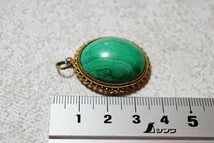 490 天然マラカイト ペンダント ネックレス ヴィンテージ アクセサリー SILVER刻印 アンティーク 天然石 宝石 色石 カラーストーン 装飾品_画像5