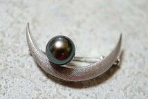 483 TASAKI/田崎真珠 黒真珠 本真珠 パール ペンダント ブローチ ネックレス ヴィンテージ アクセサリー SILVER刻印 ブランド 装飾品_画像1