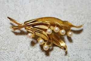 990 NINA RICCI/ Nina Ricci brooch abroad brand Vintage accessory antique Gold color ornament 