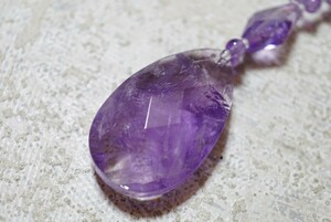 1152 natural amethyst necklace Vintage accessory SILVER stamp antique natural stone gem color stone color stone pendant ornament 