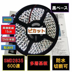  high luminance pi cut 24V LED tape light 5m white white black base fa_N