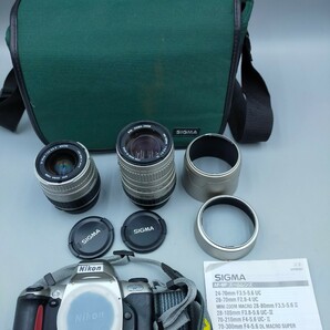 □Nikon U フィルムカメラ SIGMA ZOOMレンズ2本(28-80mm、100-300mm)+カメラバッグ付き ニコンの画像1