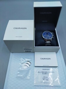*CALVIN KLEIN chronograph analogue quartz wristwatch silver blue face Calvin Klein K2G271 4N