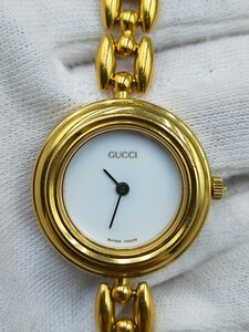 *GUCCI Gucci 11/12.2 кварц наручные часы Gold женский белый циферблат перемена оправа часы 