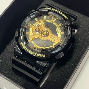 ☆【カシオ/CASIO】G-SHOCK ジーショック GA-110GB ブラック ゴールド アナデジ クォーツ 稼働品 箱付 メンズ 腕時計 中古 美品