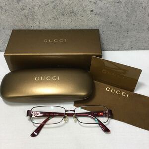 ※【GUCCI/グッチ 】メガネ GG-9650J B6D チタン レッド系 べっ甲柄 眼鏡 メガネフレーム メガネケース付き 箱付き 度数不明 