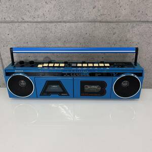 *[HITACHI/ Hitachi ]TRK-W110 Showa Retro AM&FM radio * cassette deck Hitachi electrification operation not yet verification present condition goods Junk blue that time thing 