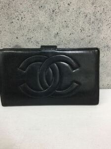 & シャネル CHANEL ココマーク 財布 黒 長財布 がま口 ブラック 中古品　