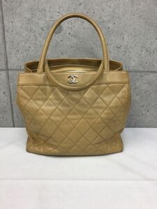 & CHANEL マトラッセ　トートバッグ　ラムスキン　ベージュ　ハンドバッグ 中古品