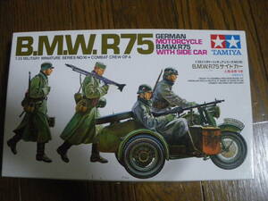 TAMIYA　タミヤ　1/35　ドイツ B.M.W. R75 サイドカー　GERMAN MOTERCYCLE B.M.W.R75 WITH SIDE CAR　未組立　ヴィンテージ　同梱,郵送可