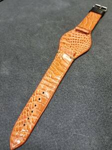 セール品 20mm 本物 クロコダイル ＢＵＮＤ 裏側防水 サーモンピンク genuine crocodile leather.