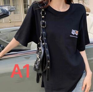 【新品】ADER ERROR アーダーエラー Tシャツメゾンキツネmaison A1サイズ　ブラック