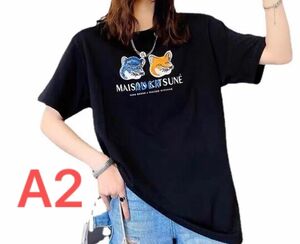 【新品】ADER ERROR アーダーエラー Tシャツメゾンキツネmaison A2サイズ　ブラック