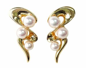 TASAKI Tasaki Shinju Triple Akoya pearl earrings K18 gross weight 8.8g 750 18 gold yellow gold fine quality book@ pearl jewelry ear decoration both ear 