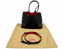 美品 Christian Louboutin クリスチャン ルブタン カバロックミニ 2WAY ハンドバッグ アリゲーターエンボス スタッズ ブラック×レッド系_画像10