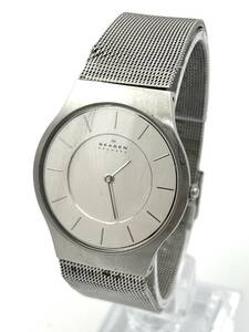 1円〜 SKAGEN（スカーゲン） 233LSS 2451311 ホワイト文字盤 シルバー シンプルデザイン 現状不動