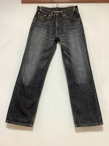 P-1290 Levi's リーバイス 502 ブラックデニムパンツ ブラックジーンズ W30 ユーズド加工 00's オールド ジーパン 日本製