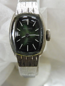  beautiful goods Seiko Lady's green hand winding clock 17 stone reverse side -WGP11-3360