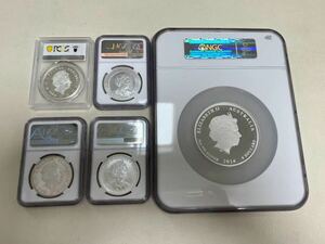 海外コイン5点銀貨 オーストラリア 8Dollars（5 Oz）エリザベス2世2Pounds in Silver セントヘレナコレクション 最高鑑定済み 保証銀貨