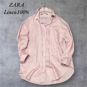 【美品】ZARA ザラ オールリネン シャツブラウス ラグラン ゆったり 麻