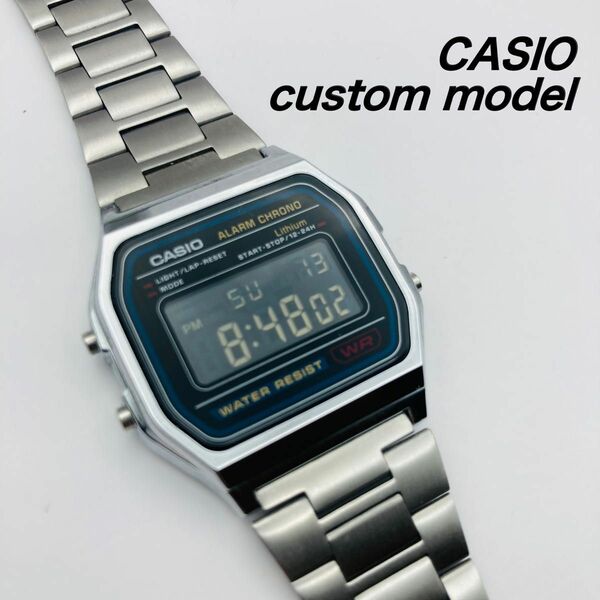 CASIO チープカシオ デジタル腕時計 カスタム 黒 液晶反転【国内正規品】 A158WA-1JH シルバー