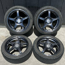 1円～ 美品 ADVAN Racing TC-4 5.5J +45 PCD100 4穴 アドバンレーシング 15インチ ファルケン ジークス 165/50R15 2021年製 軽自動車_画像1