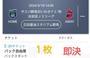 ザスパ群馬 VS いわきＦＣ チケット １枚 チケット QRチケット 送料無料 ◎最終価格◎ 