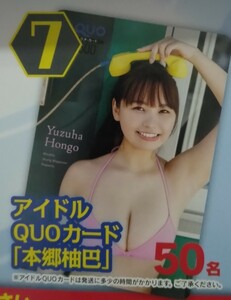 本郷柚巴 QUOカード 応募券２枚 クオカード 応募券 月刊ヤングマガジン ◆締切日までに到着で問題無い方限定です◆ グラビア 巨乳