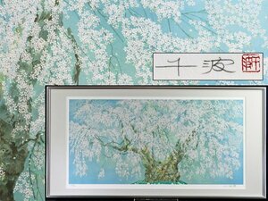 .* genuine article guarantee middle island thousand wave [ tsubo .. branch shide Sakura ] lithograph original gold dust use genuine work ED:170/300 large type name work 