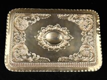 魁◆本物保証 英国製 1800年代 アンティーク 純銀製 スターリングシルバー トレイ 27×19㎝ 重量230g_画像9