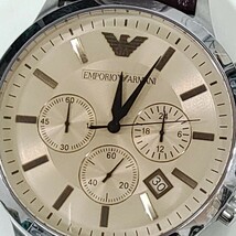 EMPORIO ARMANI/エンポリオアルマーニ 　ベージュ文字盤 　クロノグラフ 　腕時計 　AR-2433_画像2