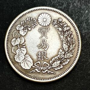 貿易銀 明治10年 約27.2グラム 1円銀貨 大日本 一円銀貨 古銭 アンティークの画像2