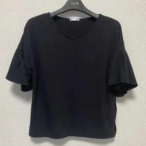 【シネマクラブ】二の腕カバー カットソー Tシャツ 黒 Mサイズ