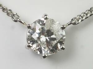 [3847E]so-ting attaching jewelry maki natural diamond large grain I/I-2/Good/1.035ct/4.7g Pt850 necklace 
