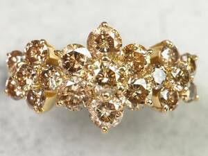 [3866P]K18 Gold natural diamond 1.50ct/3.97g ring ring #10.5