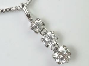 【3903E】SV925シルバー 天然ダイヤモンド3P/0.45ct/2.1g ネックレス