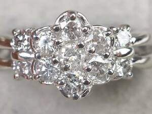 [3904E]Pt900 platinum natural diamond 0.55ct/3.8g ring ring #7.5